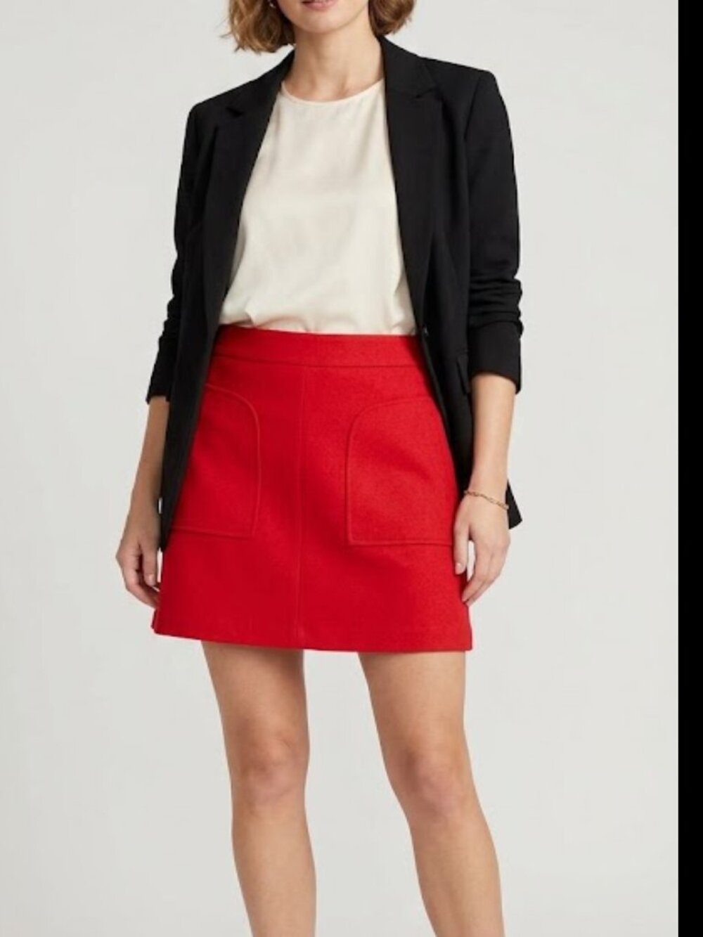 Anthropologie Maeve Red Mini Skirt -‎ A-Line Pocket Detail Size 14